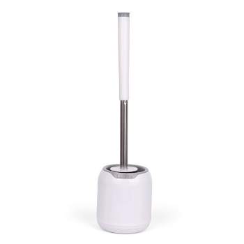 Silicone Bristles Toilet Brush and Holder Set with Tweezers - White - by ELITRA HOME,