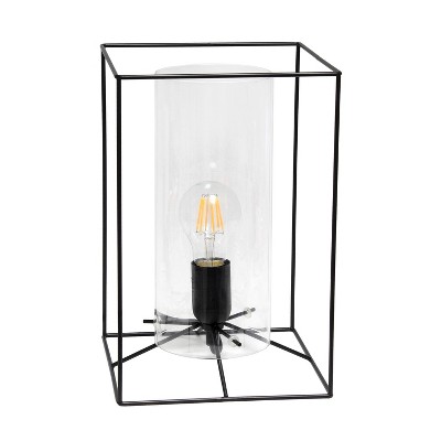 Large Framed Table Lamp with Cylinder Glass Shade Black - Lalia Home