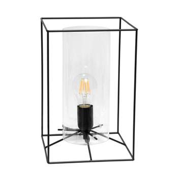Large Framed Table Lamp with Cylinder Glass Shade - Lalia Home