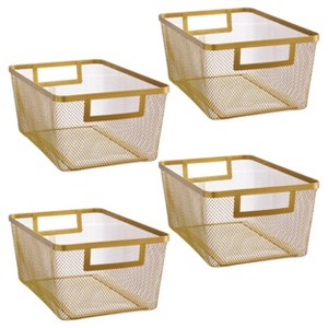Metal Mesh Pantry Basket with Handles - Set of 4 - Soft Brass - 1 of 4