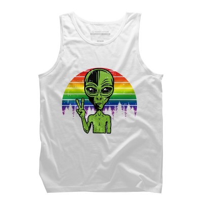 Adult Design By Humans Alien Peace Pride Retro Stripes By Tomoken Tank Top