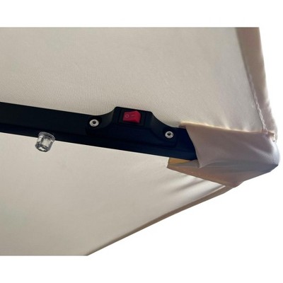 Cream 10 Ft Cantilever Patio Umbrella with Solar LED Lights