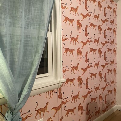 Pink and Orange Cheetah Peel and Stick Wallpaper Roll