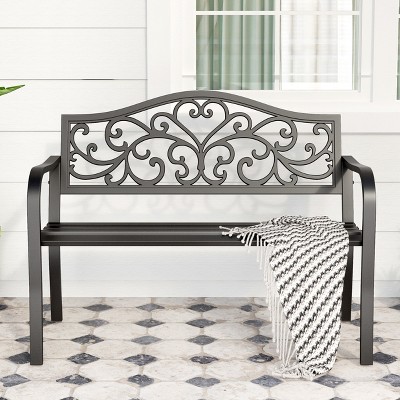 Captiva Designs Two Seat Cast Steel Garden Bench - Choose Between Apple Back or Butterfly Back Designs