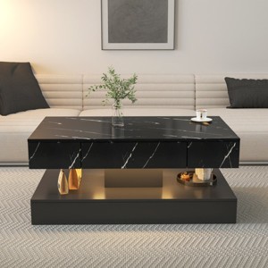 Modern LED Coffee Table with Storage Drawer and Remote-Control RGB Lights, Living Room Center Table for Home or Office-Tanpinhause - 1 of 4