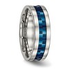 Chisel Stainless Steel Polished Blue IP-plated Checkered Design 7mm Band Ring - 4 of 4