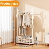 Freestanding Clothes Rack w/ Storage Basket & Hooks - Mobile Multi-Functional Hanging Rack w/ Wheels for Bedroom, Living Room - 2 of 2