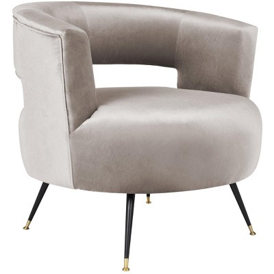 Hazelwood Velvet Barrel Accent Chair with Wood Frame