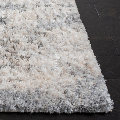 Ivory Synthetic Hand-knotted Shag Runner Rug 2' x 10'