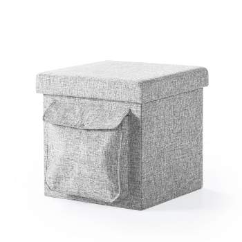 15" Cube Storage Ottoman with Pocket and Flip Top Tray - Mellow