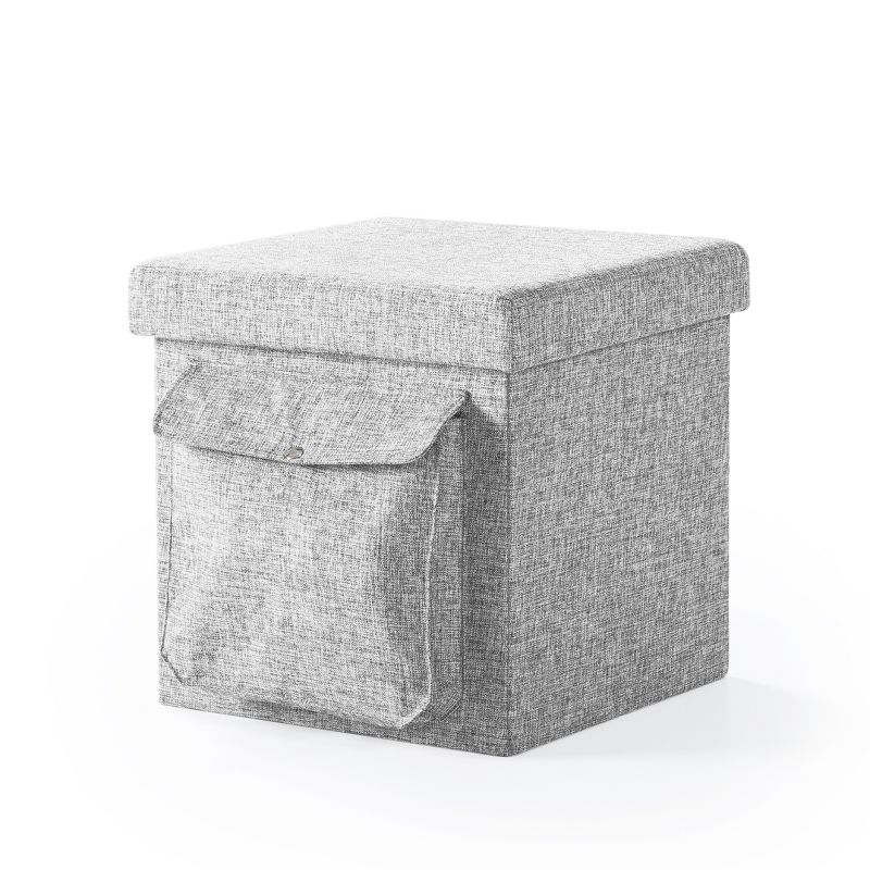 15" Cube Storage Ottoman with Pocket and Flip Top Tray - Mellow, 1 of 6