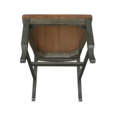 Elegant Hickory & Washed Coal Solid Wood Dining Chairs - Set of 2