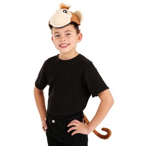 HalloweenCostumes.com One Size Fits Most   Plush Monkey Tail and Headband Kit, Brown/Brown - 1 of 4