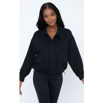 Yogalicious Scuba Modal Cropped Jacket with Front Patch Pockets