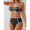 Eomenie Bikini Sets for Women Two Piece Swimsuits High Waisted Color Block Bathing Suits Tie Back Swimwear - 3 of 3