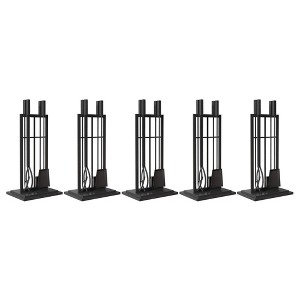 Panacea Firewood Tool Set Open Hearth Center with Fireplace Brush, Tong, Shovel, Poker, and Stand for Indoor and Outdoor Fireplaces, Black - 1 of 4