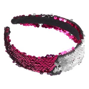 Unique Bargains Women's Sparkle Sequins Headbands Rose Red Silver Tone 1 Pc - 1 of 4