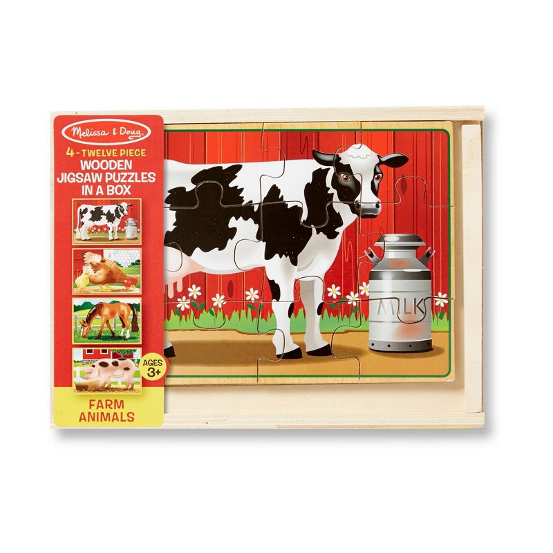 Melissa &#38; Doug Farm 4-in-1 Wooden Jigsaw Puzzles in a Storage Box - 48pc, 4 of 11