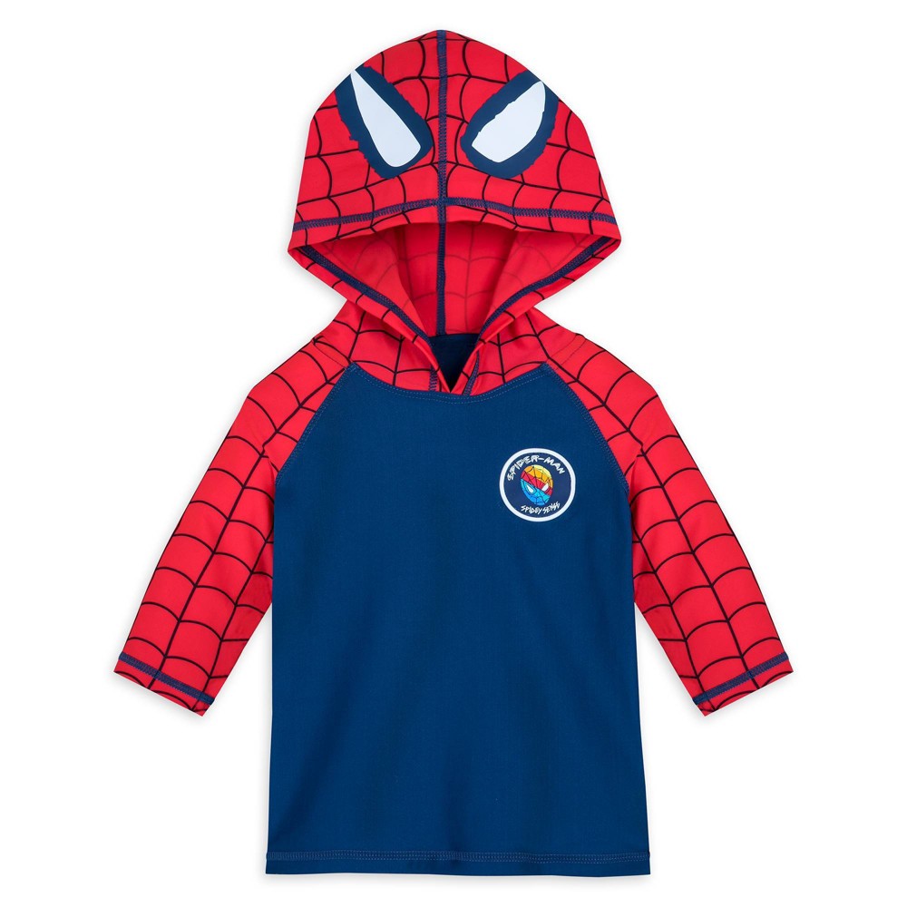 Photos - Swimwear MARVEL Boys'  Spider-Man Rash Guard Top - Red/Navy Blue 2 - Disney Store 