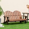 Infans 2 Person Adirondack Chair Kid Solid Wood Loveseat Backrest Arm Rest Patio Coffee - 3 of 4