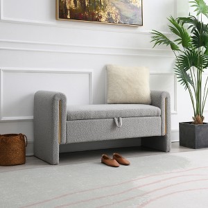 Modern Teddy Bed End Bench with Arms and Storage, Upholstered Large Foot Rest Stool, 52.25in Width - 1 of 4