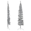 vidaXL 7ft Slim Artificial Half Christmas Tree with Stand - Space Saving Silver PVC Xmas Tree for Modern Home Decor - 3 of 4
