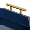 Kate and Laurel Lipton Octagon Decorative Tray with Metal Handles, 18x18, Navy Blue - 3 of 4