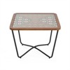 RISOKEYS Industrial Square Coffee Table - Glass Top Sofa Table with Wooden Edge + Metal Leg, Cafeteria End Table, Side Table for Home, Brown + Black - 4 of 4
