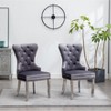 Roundhill Furniture Montura Contemporary Tufted Velvet Chair with Nailhead Trim, Gray, Set of 2 - 2 of 4