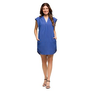 Maternity V-Neck Cap Sleeve Knee Length Pocket Dress - 24seven Comfort Apparel™ - 1 of 4