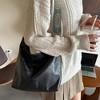 Vegan PU Leather Crossbody Hobo Bag Stylish Shoulder Purses Wide Guitar Strap Tote Bucket Bag - 4 of 4