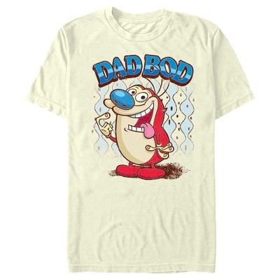 Men's The Ren & Stimpy Show Dad Bod Stimpy T-Shirt - Beige - 2X Large