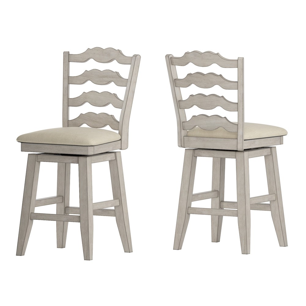 Photos - Chair 24" South Hill French Ladder Back Swivel Counter Height Barstool White - I
