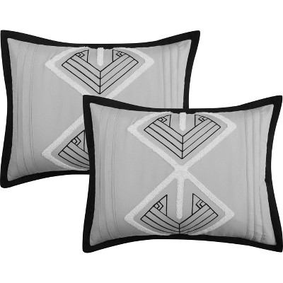 California King Black and Grey Microfiber Geometric Comforter Set