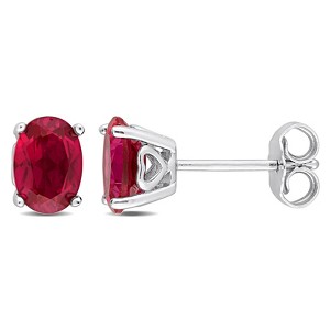 EVERLY JEWELRY | Sterling Silver Oval-cut Gemstone Stud Earrings– Multiple Gemstone Options - 1 of 4