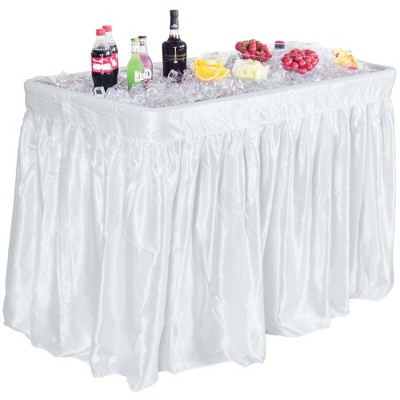 White Polyethylene and Iron 4-Foot Folding Ice Cooler Table