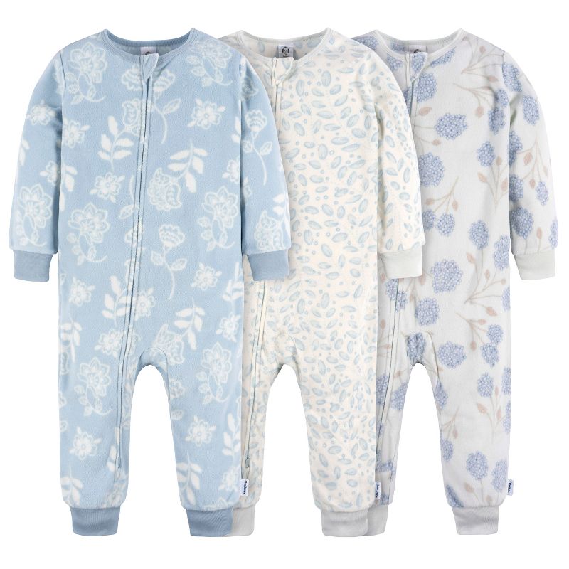 Gerber Baby Girls' Footless Fleece Pajamas, 3-Pack, 1 of 10