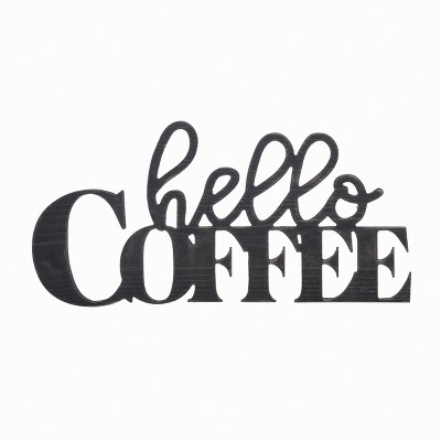 Transpac Wood 15" Grey Spring Word Block Accent Hello Coffee