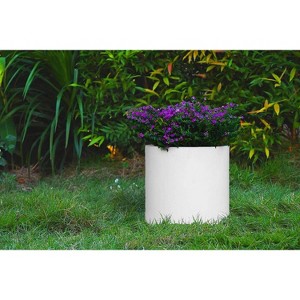 Rosemead Home & Garden, Inc. 12.9" Wide Modern Indoor/Outdoor Concrete/Fiberglass Planter Pure White - 1 of 4