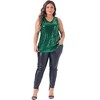 Agnes Orinda Women's Plus Size Sleeveless Front Sparkle Glitter Sequin V Neck Tank Top - 3 of 4