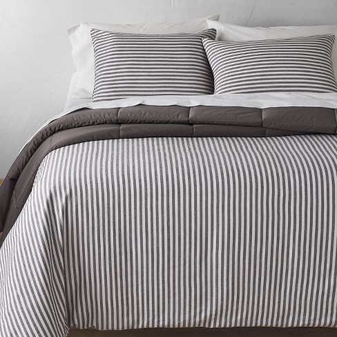 Gray Braydon Reversible Stripe Comforter Mini Set Full/queen : Target