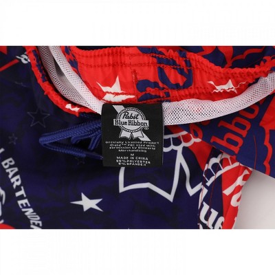 Pabst Blue Ribbon Mens Pabst Blue Ribbon PBR Patriotic Swimming Board Shorts - Large — фото 3