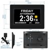 Aoibox 7 Inch Calendar Clock with 12 Alarm Options, Auto Dimmable Display, Large Digital Clock for Impaired Vision, Non-Abbreviated Day &Month (Black) - 2 of 4