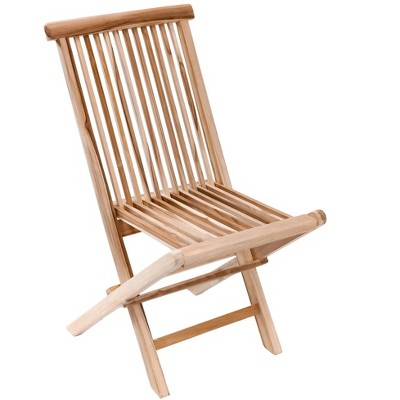 Nordic Teak Brown Armless Folding Patio Chair