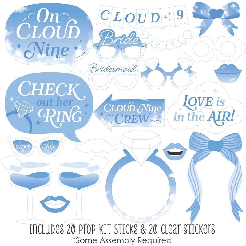 Big Dot of Happiness On Cloud 9 - Bridal or Bachelorette Party Photo Booth Props Kit - 20 Count, 2 of 7