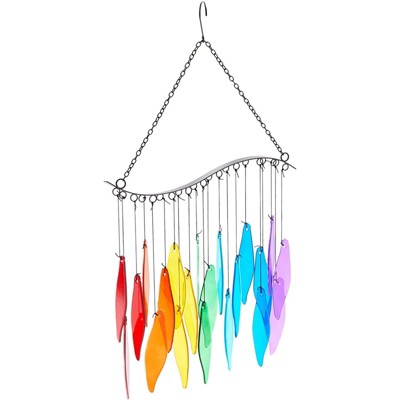 Colorful Rainbow Glass and Metal Wind Chimes for Indoor/Outdoor Decor