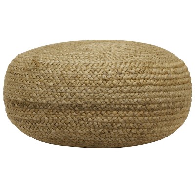 Round Woven Pouf Tan - Décor Therapy