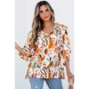Amaryllis Women's Abstract Print Ruffle Sleeve Blouse Boho-Chic V-Neck Peasant Top Flowy Fit - 4 of 4