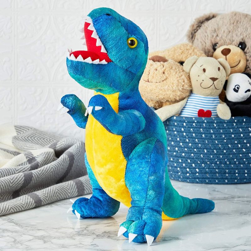 Blue Panda T-Rex Themed Plush Toy for Kids, Dinosaur Stuffed Animal Gift for Boys, 10 inches, Blue, 2 of 6