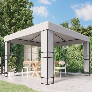 vidaXL Gazebo with Double Roof 9.8'x9.8' White - 1 of 4